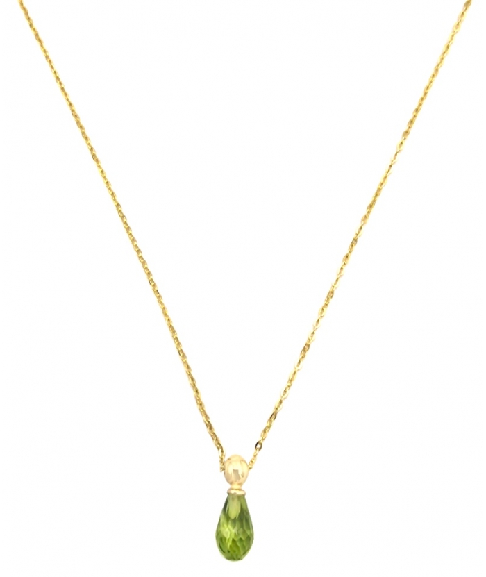 Necklace Gold K14 emerald tear