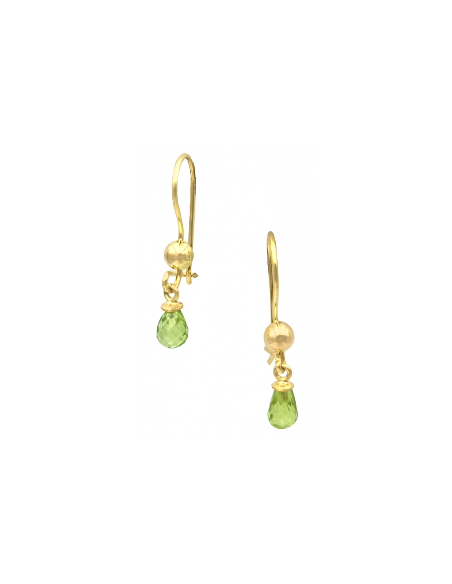 Set Gold K14 Necklace & earrings with emerald tear