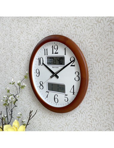 Ρολόι Τοίχου RHYTHM Ξύλινο Thermo-Date CFG901NR06