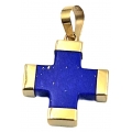 Σταυρός Χρυσός K14 με μπλε λάπις 12x17mm