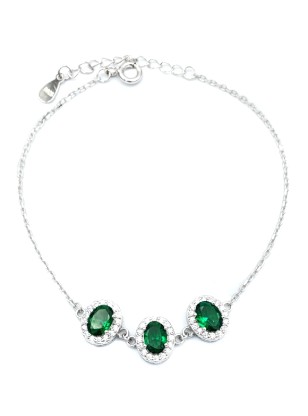Bracelet Silver 925 with green zircons