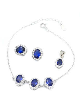 Set Silver 925 Rozeta with blue zircon 2