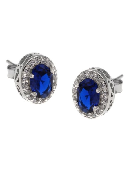 Set Silver 925 Rozeta with blue zircon