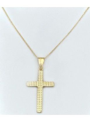 Cross Gold K14 with checkerboard design 2