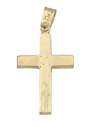 Cross Baptism gold K14 two sides