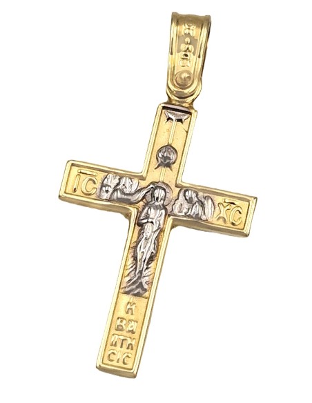 Cross Baptism gold K14 two sides
