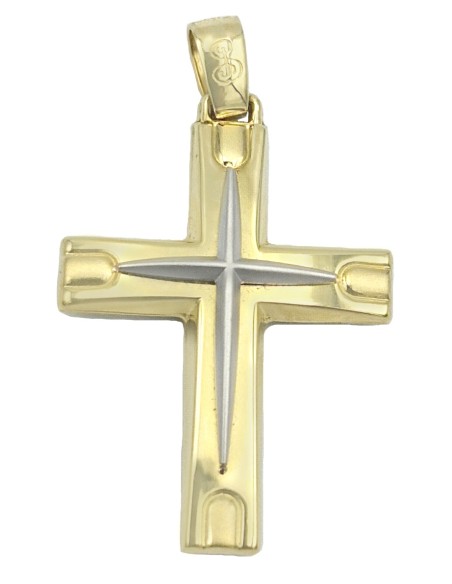 Cross Baptism gold K14 two sides