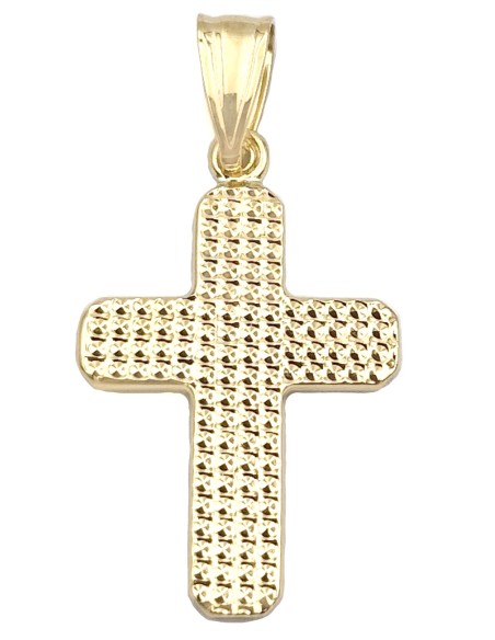 Necklace Cross Gold K14 with round edges