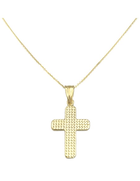Necklace Cross Gold K14 with round edges