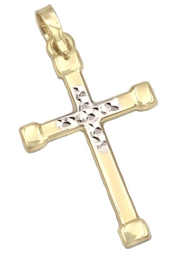 Necklace Gold cross K14 with whitegold details