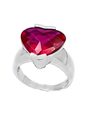 Ring Silver heart red zircon