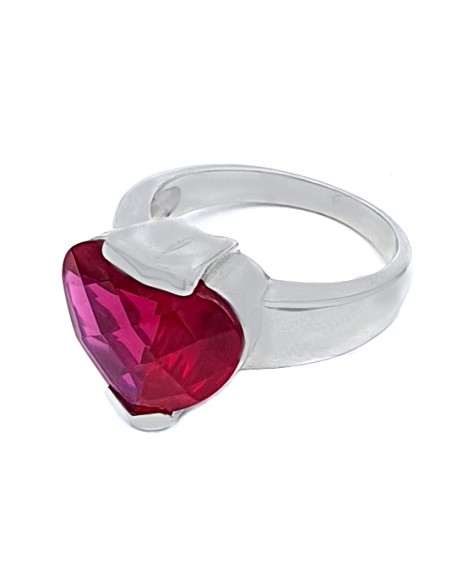 Ring Silver heart red zircon
