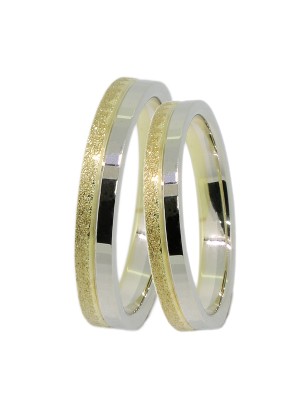 Wedding ring Gold K14 Matteo 3mm twin color