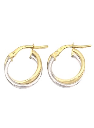 Earrings hoop gold K14 twin color