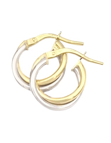 Earrings hoop gold K14 twin color