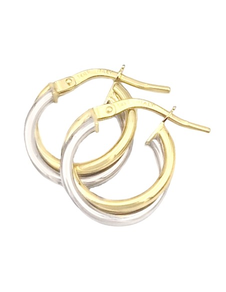 Earrings hoop gold K14 twin color
