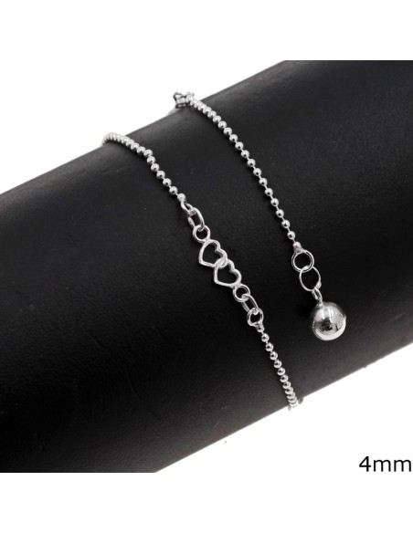 Bracelet Silver 925 anklet with hearts