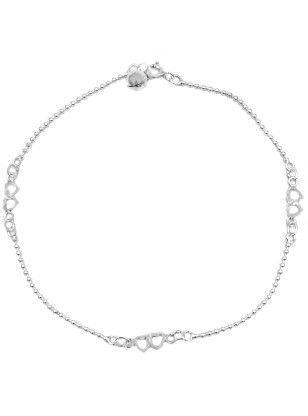 Bracelet Silver 925 anklet with hearts