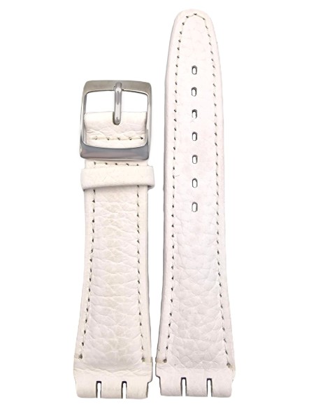 Leather Strap type Swatch TZEVELION 660SW 22mm white