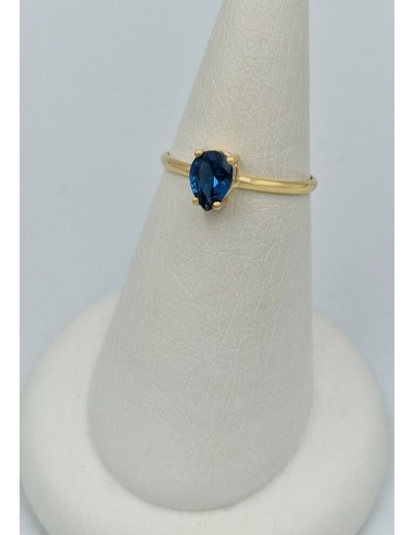 Δαχτυλίδι Χρυσό Κ14 Μονόπετρο Δάκρυ Blue topaz