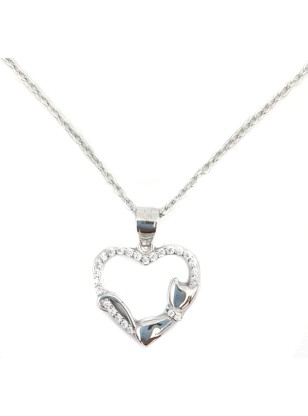 Necklace Silver Double Heart