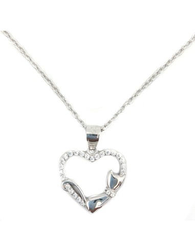 Necklace Silver Double Heart