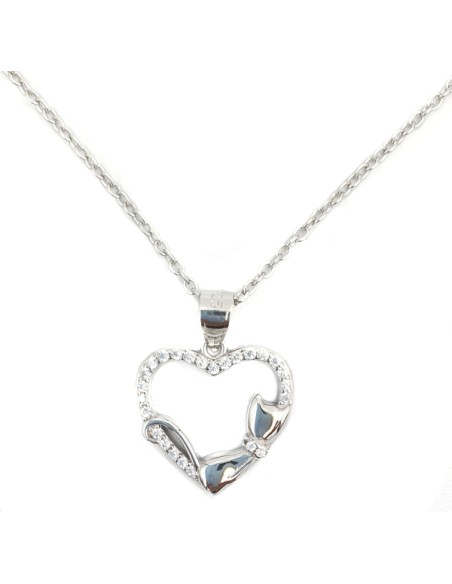 Necklace Silver Double Heart