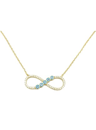 Necklace Silver "Infinity and eye" Rosegold