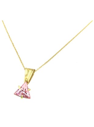 Pendant Gold K14 one stone pink zircon 2
