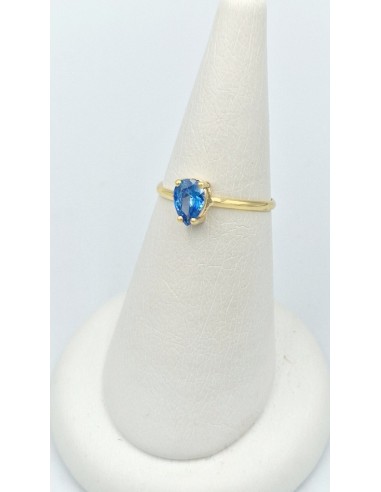Ring gold K14 with zircon tear Aqua-marine