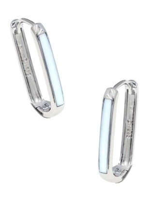 Earrings hoop Silver 925 with ivory
