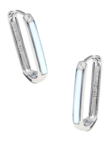 Earrings hoop Silver 925 with ivory