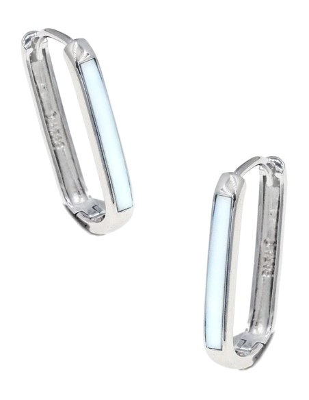 Earrings hoop Silver 925 with ivory