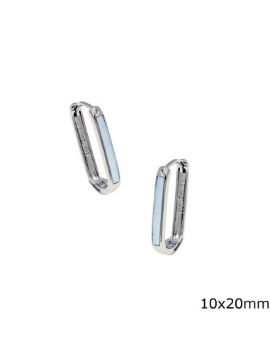 Earrings hoop Silver 925 with ivory