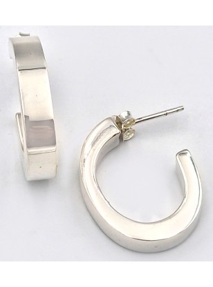 Earrings hoop Silver 925 square