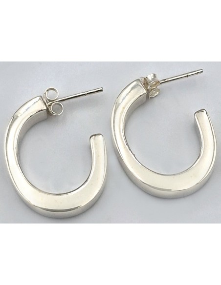Earrings hoop Silver 925 square