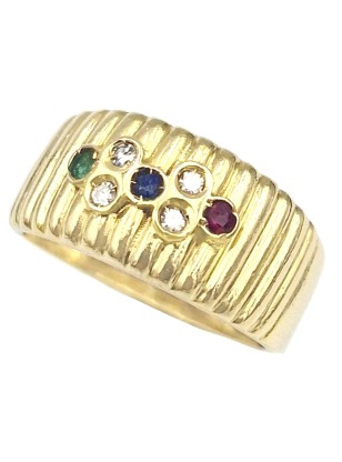 Ring gold K18 with colorful zircons