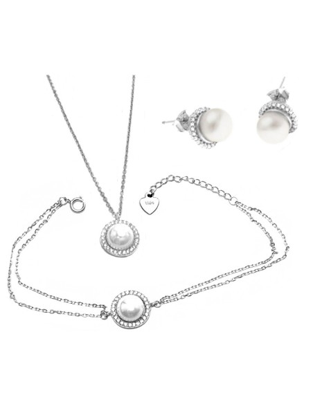 Set Silver 925° pearl with zircons