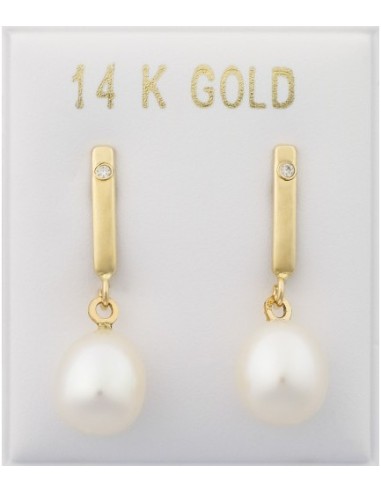Earrings hanging gold Pearls 10x7mm