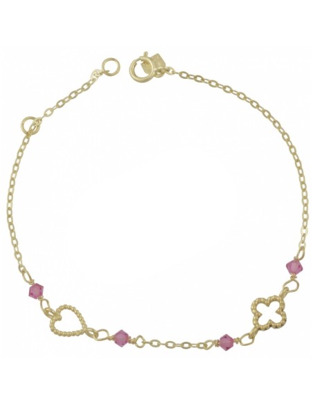 Bracelet Gold Κ9 Heart and cross