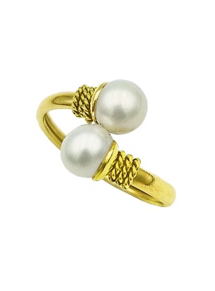 Ring gold K14 with pearls