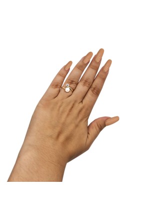 Ring gold K14 with pearl and zircon 2