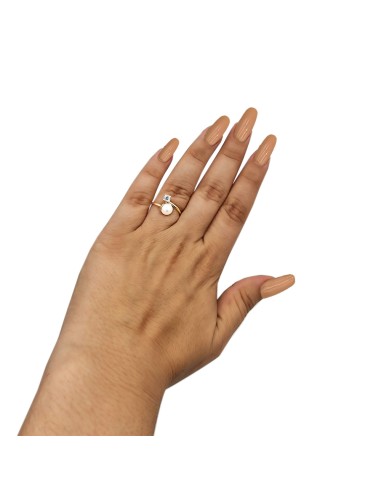 Ring gold K14 with pearl and zircon