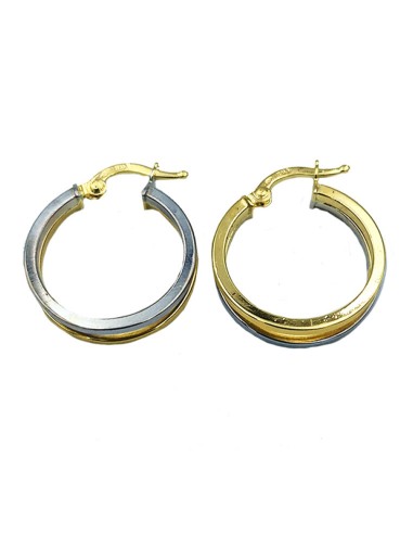 Σκουλαρίκια Χρυσά Κ14 Κρίκοι Δίχρωμα