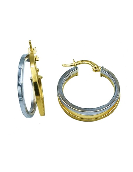 Earrings hoop gold K14 twin color
