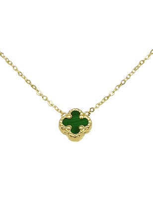 Necklace Gold K14 Malachite cross