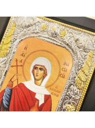 Ασημένια Εικόνα Αγ. Αναστασία η Φαρμακολύτρια 19x24cm 2