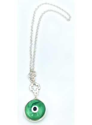 Car Amulet Silver 925° "Green Eye"