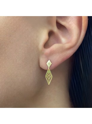 Earrings Gold K14 Rhombus 2