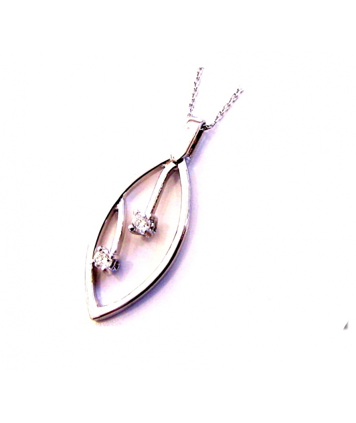 Necklace whitegold with 2 Diamonds